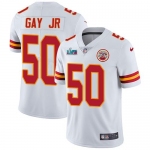 Mens Womens Youth Kids Kansas City Chiefs #50 Willie Gay Jr. White Super Bowl LVII Patch Vapor Untouchable Limited Jersey