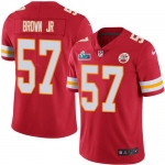 Mens Womens Youth Kids Kansas City Chiefs #57 Orlando Brown Jr. Red Team Color Super Bowl LVII Patch Vapor Untouchable Limited Jersey