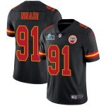 Mens Womens Youth Kids Kansas City Chiefs #91 Derrick Nnadi Black Super Bowl LVII Patch Limited Rush Jersey