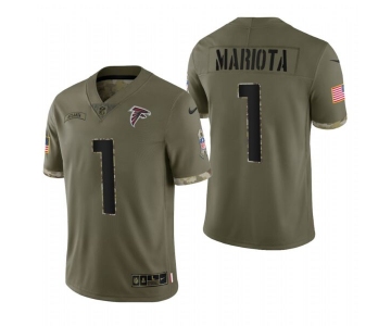 Mens Womens Youth Kids Atlanta Falcons #1 Marcus Mariota Olive 2023 Salute To Service Limited Nike Jersey