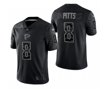 Mens Womens Youth Kids Atlanta Falcons #8 Kyle Pitts Black RFLCTV Limited Nike Jersey