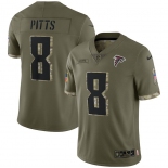 Mens Womens Youth Kids Atlanta Falcons #8 Kyle Pitts Nike 2022 Salute To Service Olive Limited Jersey