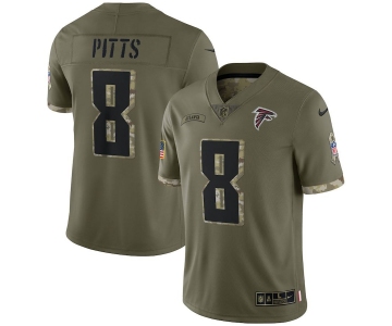 Mens Womens Youth Kids Atlanta Falcons #8 Kyle Pitts Nike 2022 Salute To Service Olive Limited Jersey