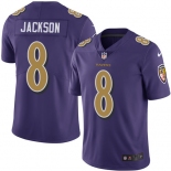 Mens Womens Youth Kids Baltimore Ravens #8 Lamar Jackson Purple Stitched NFL Limited Rush Jersey