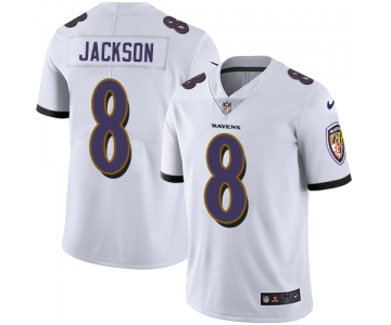 Mens Womens Youth Kids Baltimore Ravens #8 Lamar Jackson White Stitched NFL Vapor Untouchable Limited Jersey