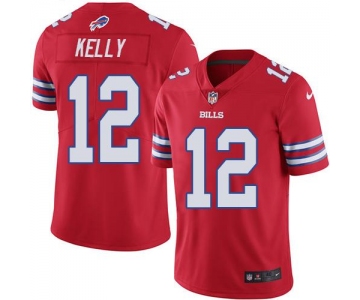 Mens Womens Youth Kids Buffalo Bills #12 Jim Kelly Red Stitched NFL Elite Rush Jersey