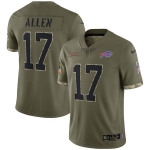 Mens Womens Youth Kids Buffalo Bills #17 Josh Allen Nike 2022 Salute To Service Limited Jersey - Olive