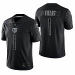 Mens Womens Youth Kids Chicago Bears #1 Justin Fields Black RFLCTV Limited Nike Jersey