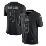 Mens Womens Youth Kids Cincinnati Bengals #9 Joe Burrow Black Reflective Limited Stitched Football Jersey