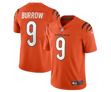 Mens Womens Youth Kids Cincinnati Bengals #9 Joe Burrow Orange Vapor Limited Stitched NFL Jersey