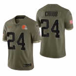 Mens Womens Youth Kids Cleveland Browns #24 Nick Chubb Olive 2023 Salute To Service Limited Nike Jersey