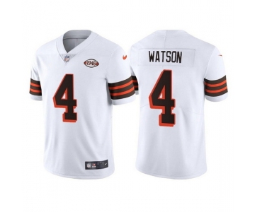 Mens Womens Youth Kids Cleveland Browns #4 Deshaun Watson White 1946 Collection Vapor Untouchable Limited Stitched Jersey