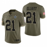 Mens Womens Youth Kids Dallas Cowboys #21 Ezekiel Elliott 2023 Salute To Service Olive Limited Nike Jersey