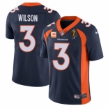 Mens Womens Youth Kids Denver Broncos #3 Russell Wilson Navy With C Patch & Walter Payton Patch Vapor Untouchable Limited Stitched Jersey