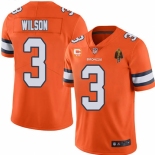 Mens Womens Youth Kids Denver Broncos #3 Russell Wilson Orange With C Patch & Walter Payton Patch Limited Stitched Jersey