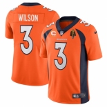Mens Womens Youth Kids Denver Broncos #3 Russell Wilson Orange With C Patch & Walter Payton Patch Vapor Untouchable Limited Stitched Jersey