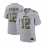 Mens Womens Youth Kids Green Bay Packers #12 Aaron Rodgers Gray Atmosphere Fashion Stitched Game Jersey