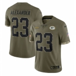 Mens Womens Youth Kids Green Bay Packers #23 Jaire Alexander Olive 2022 Salute To Service Limited Stitched Jersey