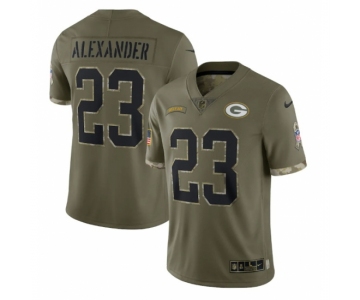 Mens Womens Youth Kids Green Bay Packers #23 Jaire Alexander Olive 2022 Salute To Service Limited Stitched Jersey
