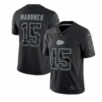 Mens Womens Youth Kids Kansas City Chiefs #15 Patrick Mahomes Black Reflective Limited Stitched Football Jersey