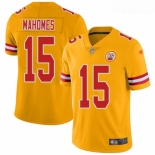 Mens Womens Youth Kids Kansas City Chiefs #15 Patrick Mahomes Gold Stitched Football Limited Inverted Legend Jersey