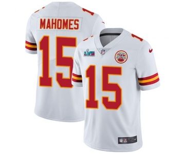 Mens Womens Youth Kids Kansas City Chiefs #15 Patrick Mahomes White Super Bowl LVII Patch Stitched Vapor Untouchable Limited Jersey