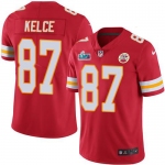 Mens Womens Youth Kids Kansas City Chiefs #87 Travis Kelce Red Team Color Super Bowl LVII Patch Stitched Vapor Untouchable Limited Jersey