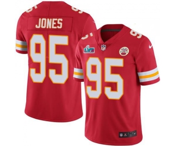 Mens Womens Youth Kids Kansas City Chiefs #95 Chris Jones Red Team Color Super Bowl LVII Patch Stitched Vapor Untouchable Limited Jersey