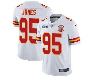 Mens Womens Youth Kids Kansas City Chiefs #95 Chris Jones White Super Bowl LVII Patch Stitched Vapor Untouchable Limited Jersey