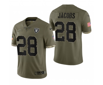 Mens Womens Youth Kids Las Vegas Raiders #28 Josh Jacobs Olive 2022 Salute To Service Limited Jersey