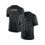 Mens Womens Youth Kids Las Vegas Raiders #28 Josh Jacobs Reflective Limited Black Jersey