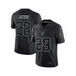 Mens Womens Youth Kids Las Vegas Raiders #28 Josh Jacobs Reflective Limited Black Jersey