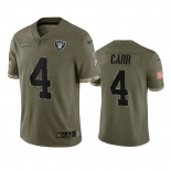 Mens Womens Youth Kids Las Vegas Raiders #4 Derek Carr Olive 2022 Salute To Service Limited Jersey