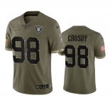 Mens Womens Youth Kids Las Vegas Raiders #98 Maxx Crosby Olive 2022 Salute To Service Limited Jersey