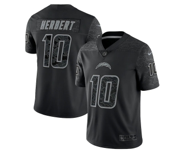 Mens Womens Youth Kids Los Angeles Chargers #10 Justin Herbert Black Reflective Limited Stitched Football Jersey