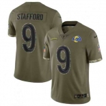 Mens Womens Youth Kids Los Angeles Rams #9 Matthew Stafford 2022 Olive Salute To Service Limited Stitched Jersey