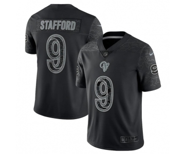 Mens Womens Youth Kids Los Angeles Rams #9 Matthew Stafford Black Reflective Limited Stitched Football Jersey
