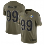 Mens Womens Youth Kids Los Angeles Rams #99 Aaron Donald 2022 Olive Salute To Service Limited Stitched Jersey