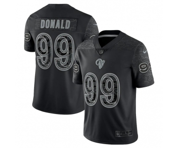 Mens Womens Youth Kids Los Angeles Rams #99 Aaron Donald Black Reflective Limited Stitched Football Jersey