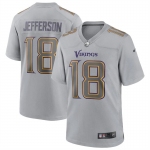 Mens Womens Youth Kids Minnesota Vikings #18 Justin Jefferson Nike Gray Atmosphere Fashion Game Jersey