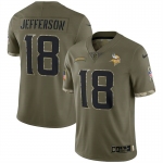 Mens Womens Youth Kids Minnesota Vikings #18 Justin Jefferson Nike Olive 2022 Salute To Service Limited Jersey