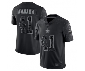 Mens Womens Youth Kids New Orleans Saints #41 Alvin Kamara Black RFLCTV Limited Jersey