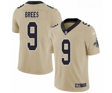 Mens Womens Youth Kids New Orleans Saints #9 Drew Brees Gold Stitched Football Limited Inverted Legend Jersey