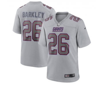 Mens Womens Youth Kids New York Giants #26 Saquon Barkley Grey Atmosphere Fashion Stitched Game Jersey