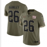 Mens Womens Youth Kids New York Giants #26 Saquon Barkley Olive 2022 Salute To Service Limited Stitched Jersey
