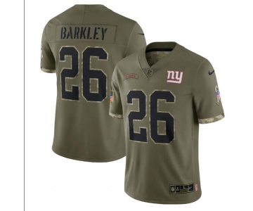 Mens Womens Youth Kids New York Giants #26 Saquon Barkley Olive 2022 Salute To Service Limited Stitched Jersey