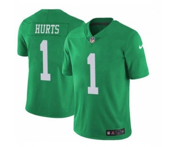 Mens Womens Youth Kids Philadelphia Eagles #1 Jalen Hurts Green Stitched Limited Rush Jersey