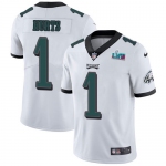 Mens Womens Youth Kids Philadelphia Eagles #1 Jalen Hurts White Super Bowl LVII Patch Stitched Vapor Untouchable Limited Jersey