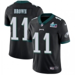 Mens Womens Youth Kids Philadelphia Eagles #11 A.J. Brown Black Alternate Super Bowl LVII Patch Stitched Vapor Untouchable Limited Jersey