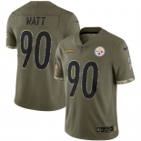 Mens Womens Youth Kids Pittsburgh Steelers #90 T.J. Watt Nike Olive 2022 Salute To Service Limited Jersey